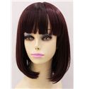 Cheap 12 Inch Capless Straight Short Burgundy Synthetic Hair Wigs