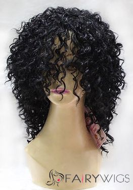 14 Inch Capless Curly Black Synthetic Hair Wigs
