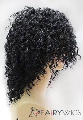 14 Inch Capless Curly Black Synthetic Hair Wigs