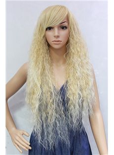 Cheap 28 Inch Capless Wavy Long Blonde Synthetic Wigs