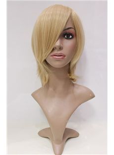12 Inch Capless Short Straight Blonde Synthetic Hair Wigs