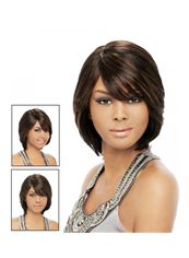 Hot 12 Inch Capless Straight Brown Synthetic Hair Wigs