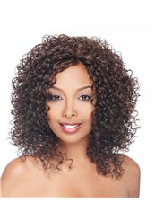16 Inch Lace Front Curly Brown Top Quality High Heated Fiber Wigs