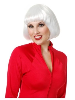 10 Inch Capless Straight White Synthetic Hair Costume Wigs