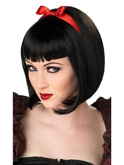 10 Inch Capless Straight Black Synthetic Hair Costume Wigs