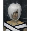 12 Inch Capless Straight White Synthetic Hair Costume Wigs