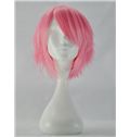 12 Inch Capless Straight Pink Synthetic Hair Costume Wigs