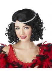 12 Inch Capless Wavy Black Synthetic Hair Costume Wigs