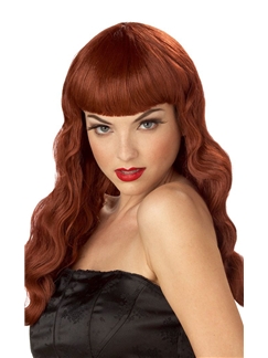 20 Inch Capless Wavy Auburn Synthetic Hair Costume Wigs