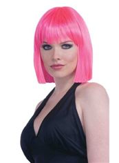12 Inch Capless Straight Pink Synthetic Hair Short Costume Wigs