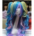 22 Inch Capless Wavy Mixed Color Synthetic Hair Long Costume Wigs