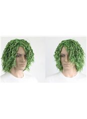 12 Inch Capless Wavy Green Synthetic Hair Costume Wigs