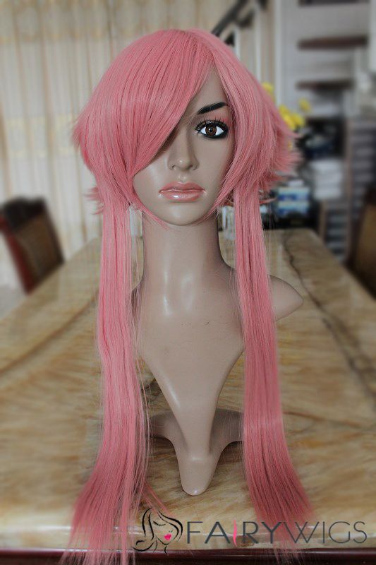 Cheap 24 Inch Capless Straight Pink Synthetic Hair Costume Wigs