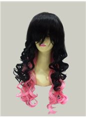 24 Inch Capless Wavy Mixed Color Cheap Synthetic Hair Costume Wigs