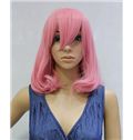 16 Inch Capless Wavy Pink Synthetic Hair Costume Wigs