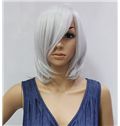 12 Inch Capless Straight White Synthetic Hair Cheap Costume Wigs