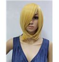 14 Inch Capless Straight Yellow Synthetic Hair Costume Wigs