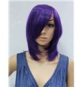 14 Inch Capless Straight Purple Synthetic Hair Costume Wigs