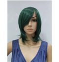 14 Inch Capless Straight Green Synthetic Hair Costume Wigs