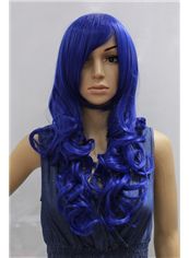 Wholesale 22 Inch Capless Wavy Blue Synthetic Hair 