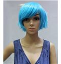 Cheap 10 Inch Capless Straight Blue Synthetic Hair Costume Wigs