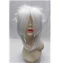 14 Inch Capless Straight White Synthetic Hair Costume Wigs