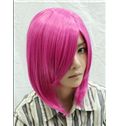 14 Inch Capless Straight Pink Synthetic Hair Costume Wigs