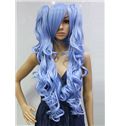 30 Inch Capless Wavy Blue Synthetic Hair Costume Wigs
