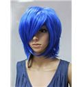 Hot 12 Inch Capless Straight Blue Synthetic Hair Costume Wigs