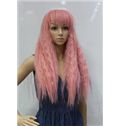 Cheap 24 Inch Capless Wavy Pink Synthetic Hair Costume Wigs