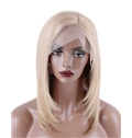 Fashion 14 Inch Lace Front Straight Indian Remy Hair Medium Wigs