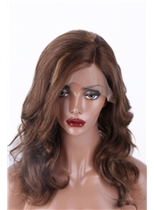 Fabulous 14 Inch Full Lace Wavy 100% Indian Remy Hair Medium Wigs
