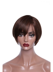Natural 6 Inch Capless Straight Indian Remy Hair Short Wigs