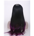 Ombre 24 Inch Capless Straight Long Synthetic Wigs