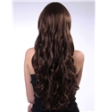 Elegant 24 Inch Capless Wavy Dark Brown Cheap Synthetic Hair Wigs