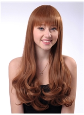 Hot 22 Inch Capless Wavy Golden Brown Synthetic Hair Cheap Wig