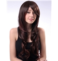 Cheap 24 Inch Capless Wavy Chestnut Brown Synthetic Hair Wig