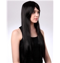 Attractive 24 Inch Capless Straight Black Synthetic Hair Wig