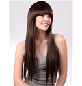 Fascinating 24 Inch Capless Straight Dark Brown Long Synthetic Hair Wig