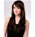 Top Quality 22 Inch Capless Wavy Dark Brown Synthetic Hair Wig