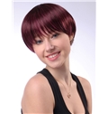 8 Inch Capless Straight Wine Red Synthetic Hair Wig