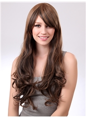 Gorgeous 26 Inch Capless Wave Light Brown Synthetic Hair Wig