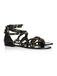 Punk Style Black Thong with Gold Metal Sandals 
