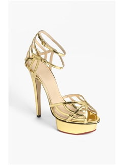 Remarkable Golden Ankle Wrap Dress Sandals