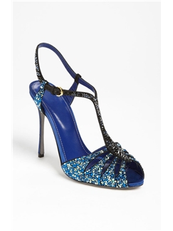 Dazzling Blue Color with Buckle  Heel Sandals