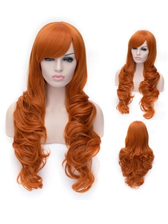 Romantic Orange wavy Side Bang Synthetic Wig