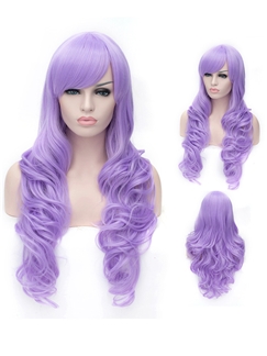 Romantic Light Purple wavy Side Bang Synthetic Wig