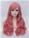 Romantic Rose Pink wavy Side Bang Synthetic Wig