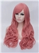 Romantic Rose Pink wavy Side Bang Synthetic Wig
