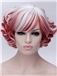 Occident Style White and Red Combined Sweet Side Bang Wavy wig